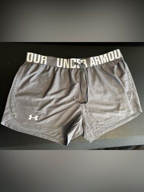 Under Armour Gray HeatGear Athletic Shorts with Logo Waistband